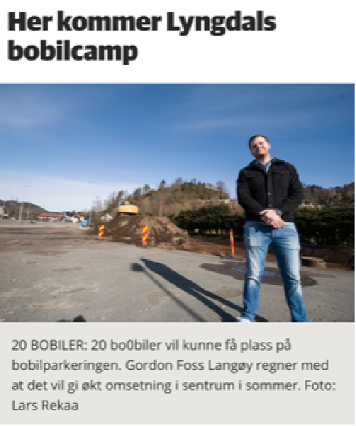 Ny sentrumsnær Bobilplass i Lyngdal